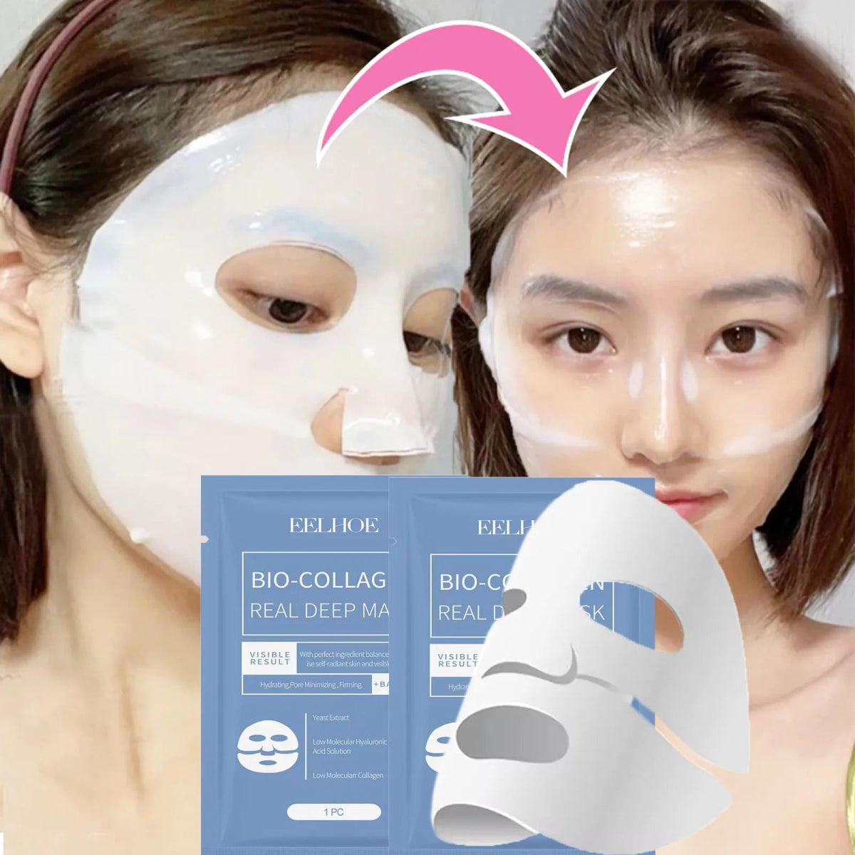 BioLift - Mascarilla Coreana de Colágeno + Regalo : Ebook El Arte Coreano del Cuidado de la Piel. - Hogar Elegance
