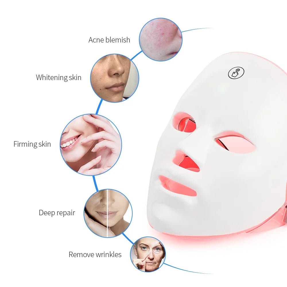 LumiSkin Pro 7 - Máscara LED recargable 7 colores LED Photon Beauty Mask Rejuvenecimiento de la piel - Hogar Elegance