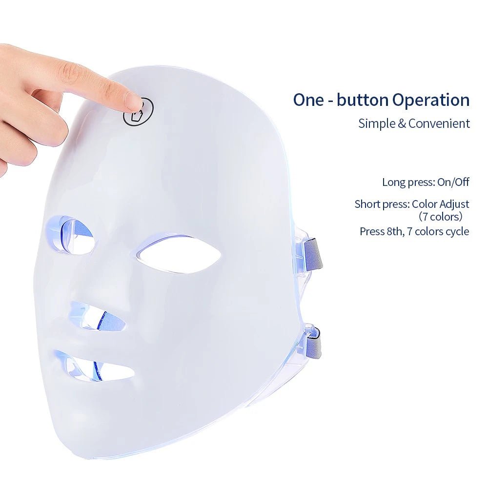 LumiSkin Pro 7 - Máscara LED recargable 7 colores LED Photon Beauty Mask Rejuvenecimiento de la piel - Hogar Elegance