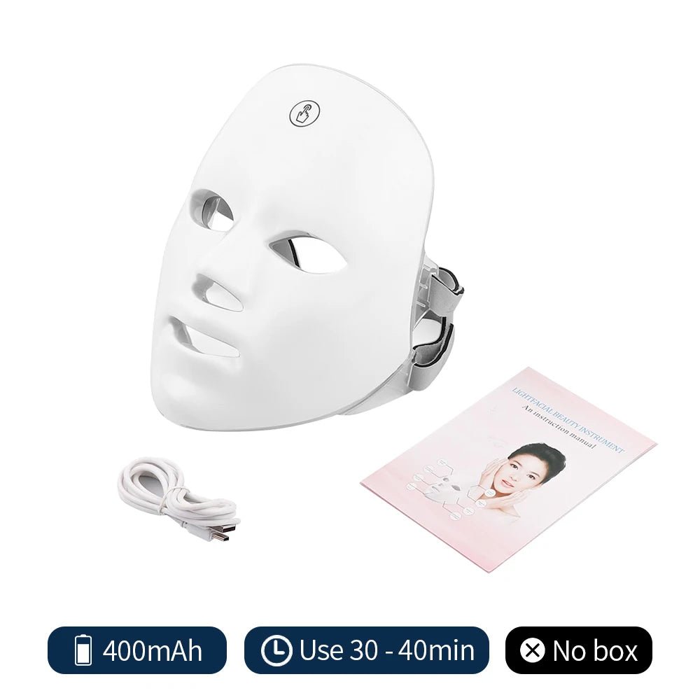 LumiSkin Pro 7 - Máscara LED recargable 7 colores LED Photon Beauty Mask Rejuvenecimiento de la piel - Hogar Elegance